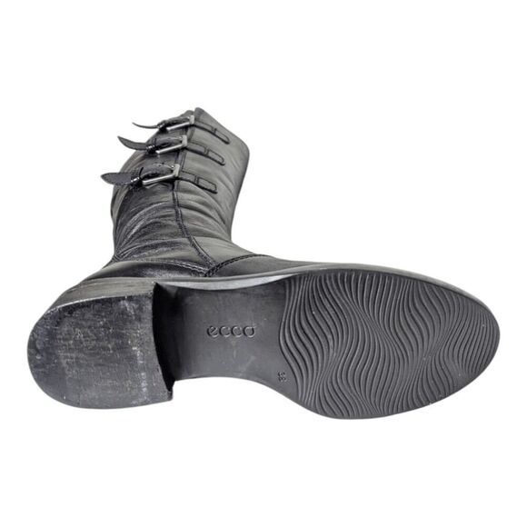 ECCO Hobart Tall Black Leather Riding Boot Size 38 - Picture 8 of 10